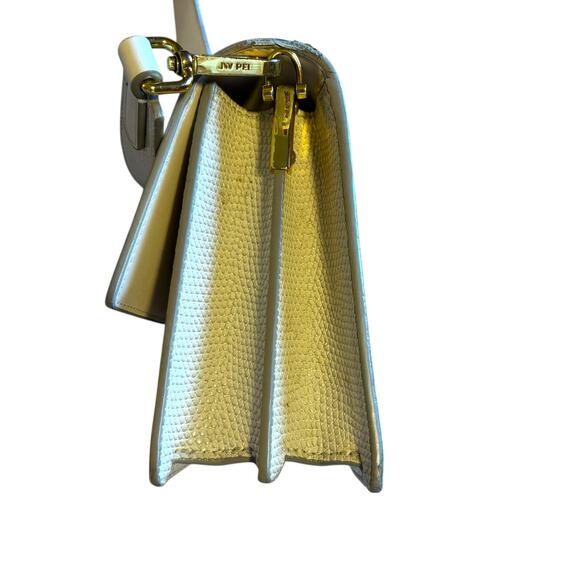 JW Pei Croc-Embossed Crossbody Bag Ivory Vegan Leather Minimalist Modern Classic - Picture 7 of 10